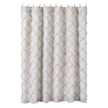 Frayed Lattice Oatmeal Shower Curtain 72x72 VHC Brands - The Fox Decor